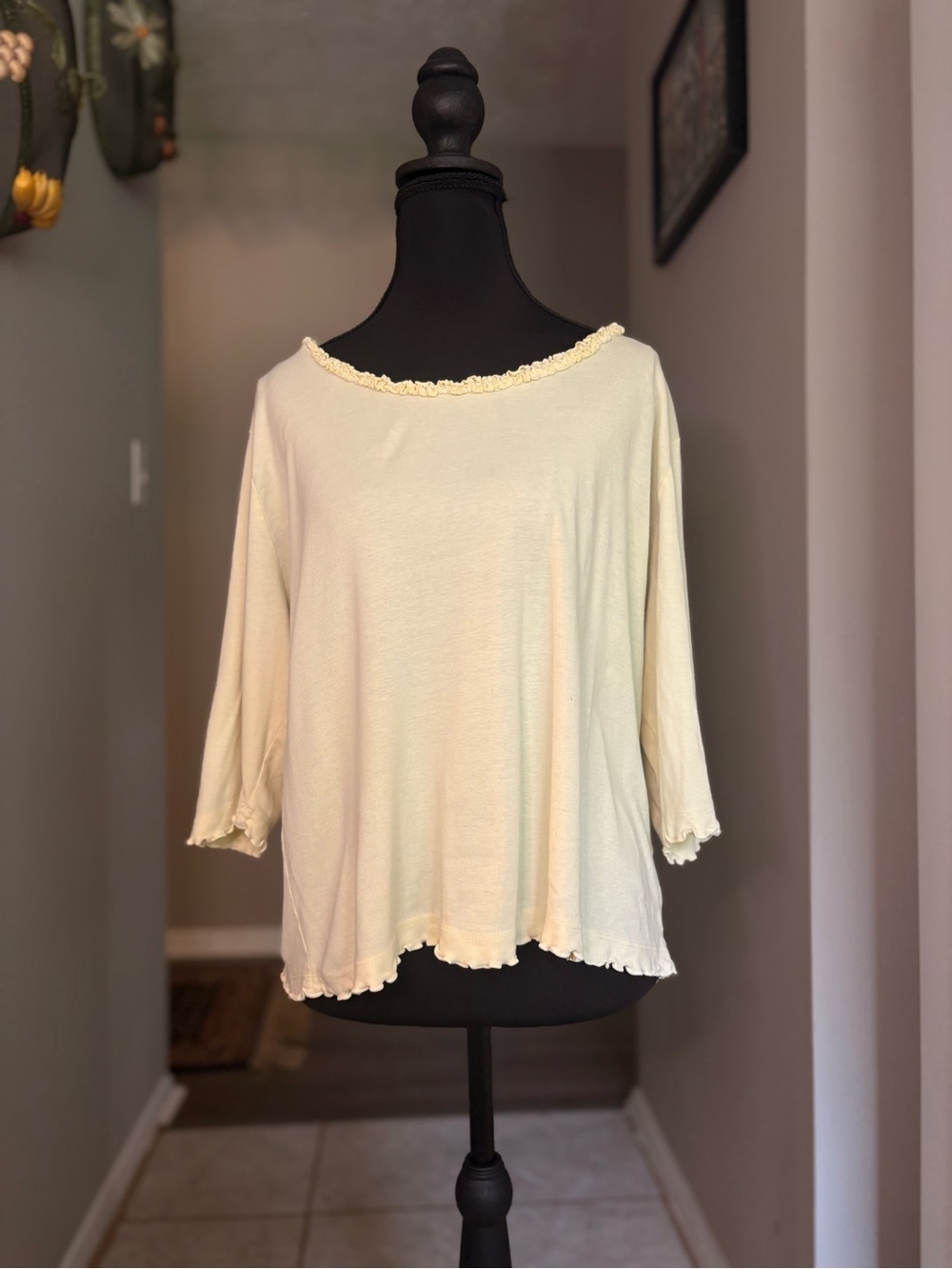 Light butter yellow  Women's Ruffle-Trim Blouse - Casual Top
